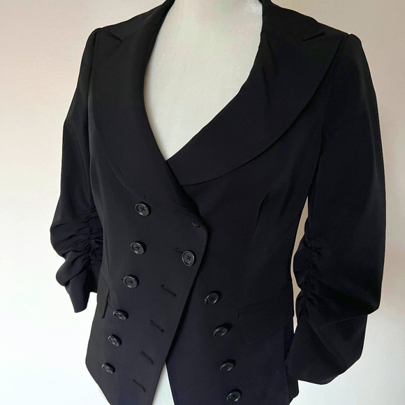 VINTAGE Elizabeth and James blazer - black, double breasted, ruched sleeves - Picture 2 of 16